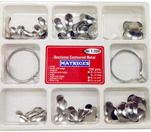 Matrix Set of 100 dental matrix bands in packaging